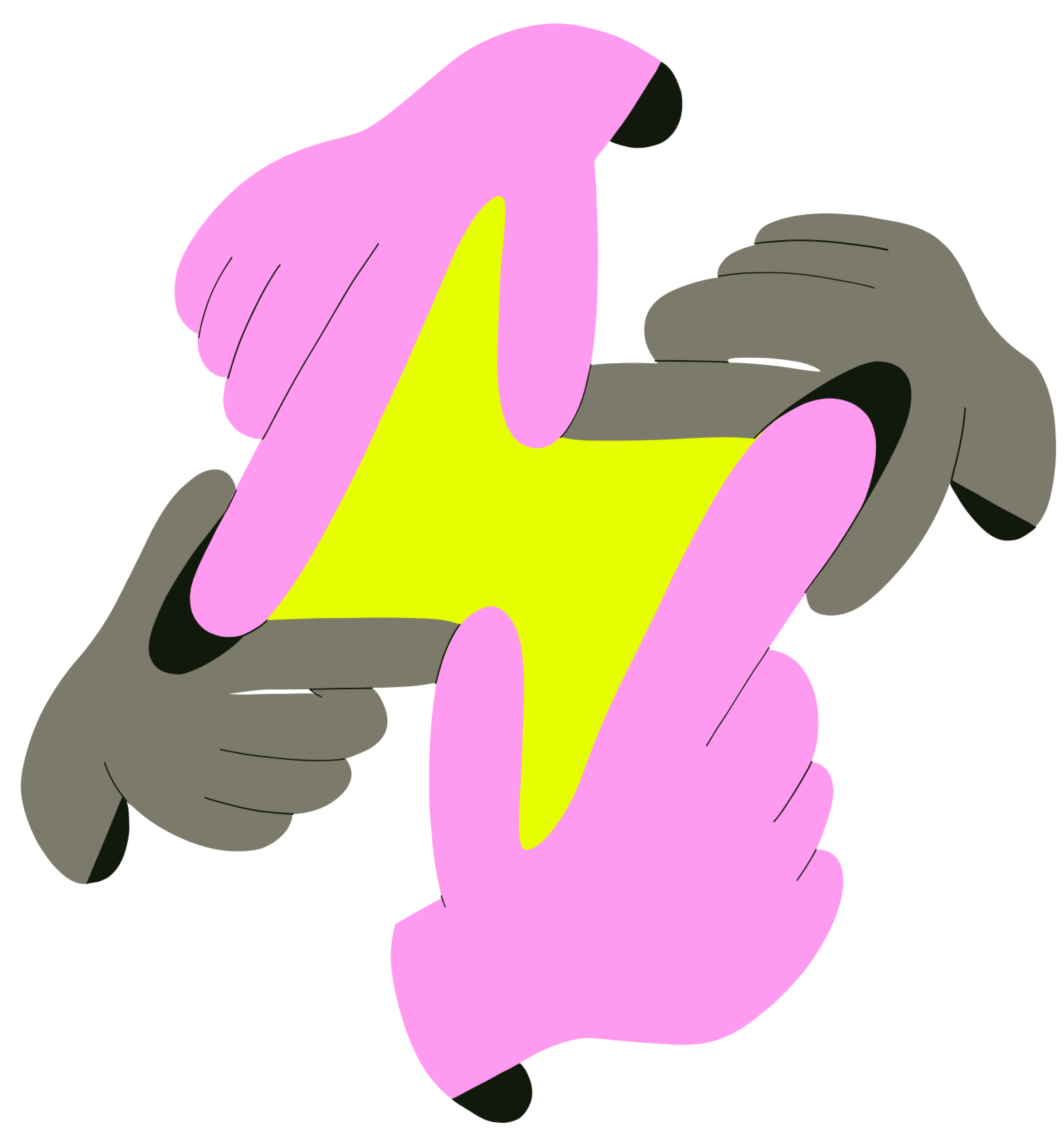 Bolt lightning illustration with hands