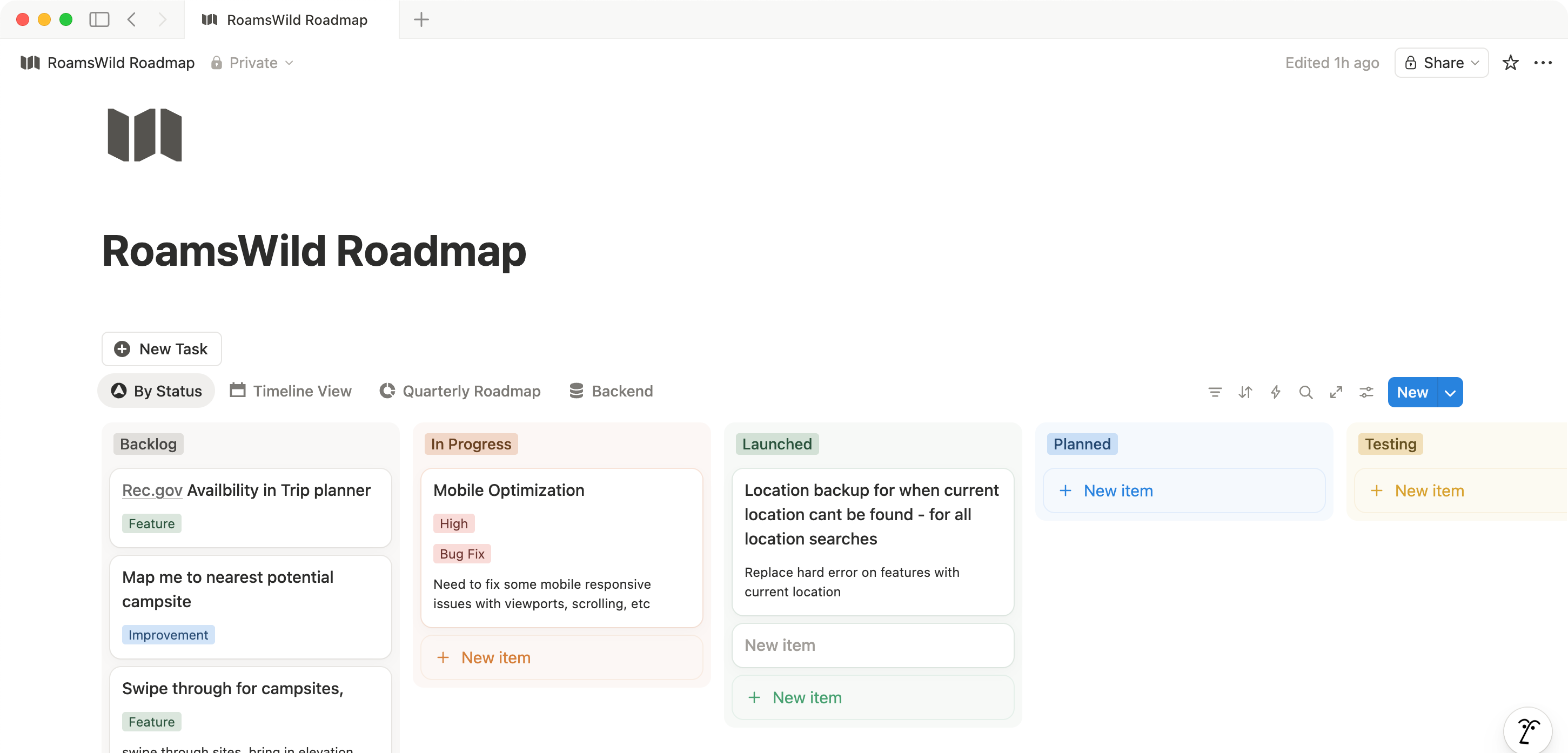 RoamsWild product roadmap